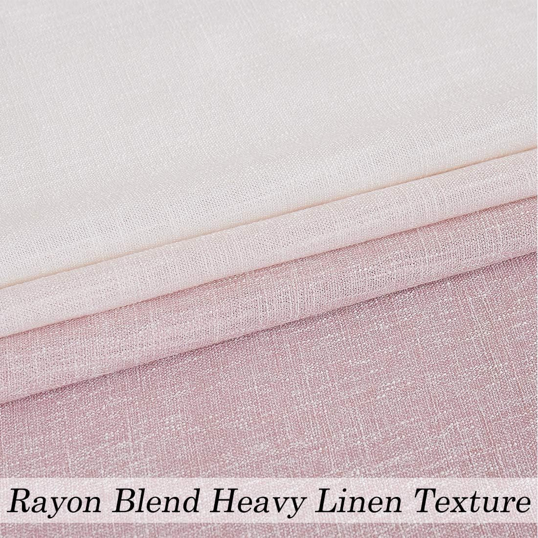 Ombre Window Curtain Panel Linen Gradient Print on Rayon Blend Fabric Drapery Treatments for Living Room/Bedroom, Cream White to Pink, 40" X 63", Set of 2